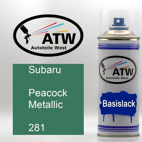 Subaru, Peacock Metallic, 281: 400ml Sprühdose, von ATW Autoteile West.